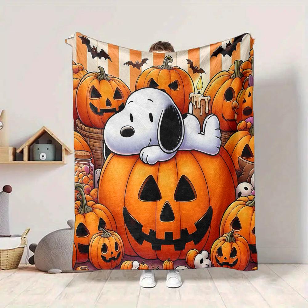 1Pc Snoopy'S Halloween Adventure Blanket Soft And Comfortable Casual Warm Camping Travel Christmas Halloween Gift M91789