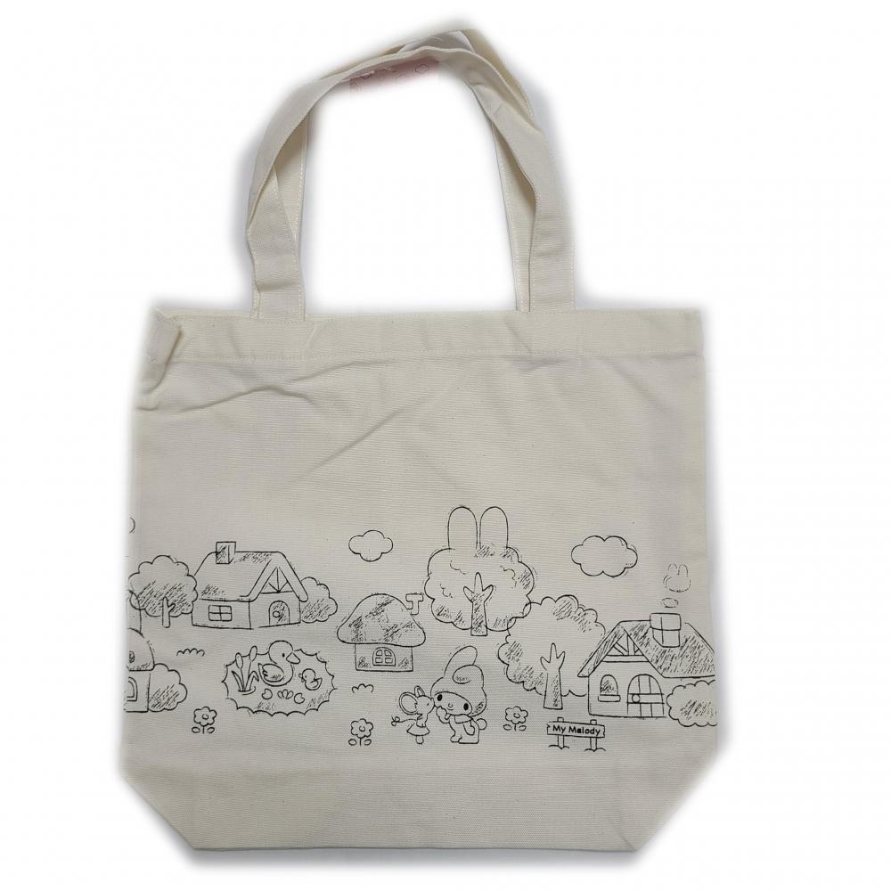 Сумка-тоут Sanrio из хлопкового холста с ластовицей, большая вместимость, задний передний рисунок, разные милые персонажи, моя мелодия