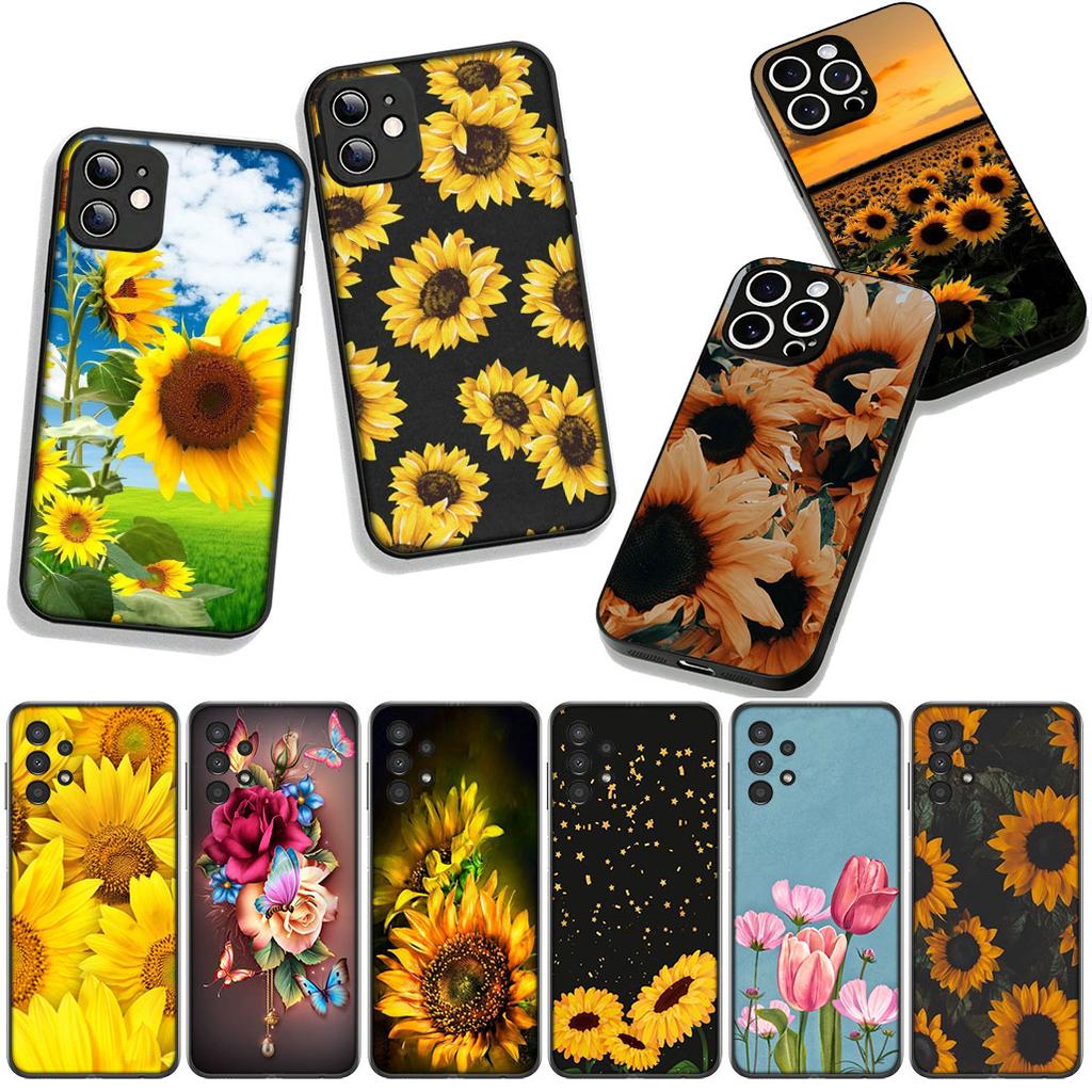 Cover Sunflower Flower Painted Yellow for Samsung Galaxy S25 S24 S22 S23 FE Ultra Plus A56 A05 A06 A15 A16 A55 S7 Edge Case