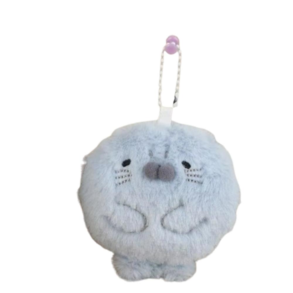Metal Ring Seal Doll Pendant Fluffy Soft Seal Plush Key Ring Seal Plush Keychain Women Girls