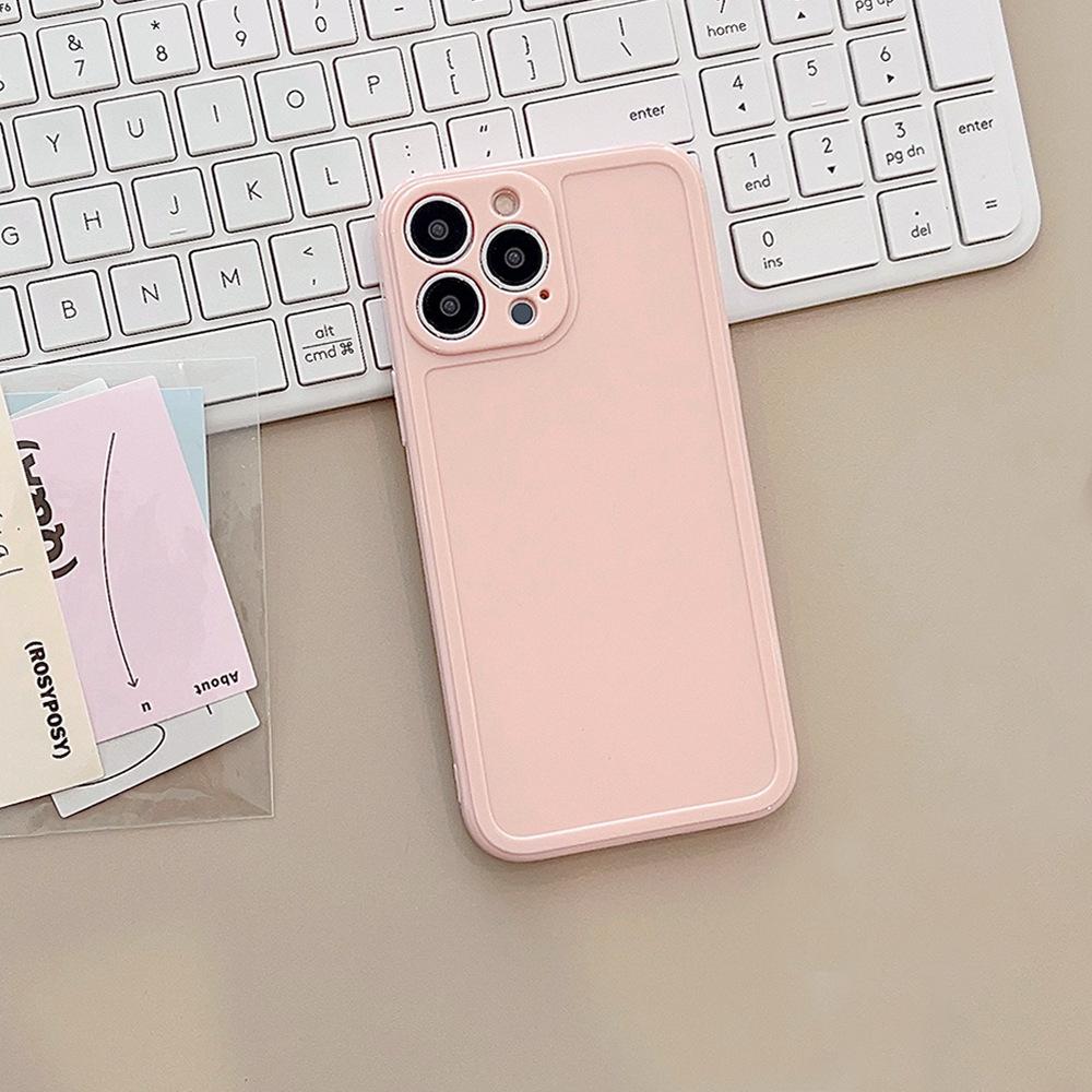 Маленькая и свежая фоторамка 14Pro Max Apple IPhone 15 Чехол для мобильного телефона 11 Однотонный 13 Силиконовый XS Подходит для 12 Мягкий X