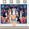 2D Cat Themed Happy Birthday Backdrop for Kids Birthday Party Decoration