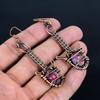 Pink Spiny Oyster 999 Copper Wire Wrapped Earrings, Handmade Gemstone Jewelry Earrings, For Memorial Day