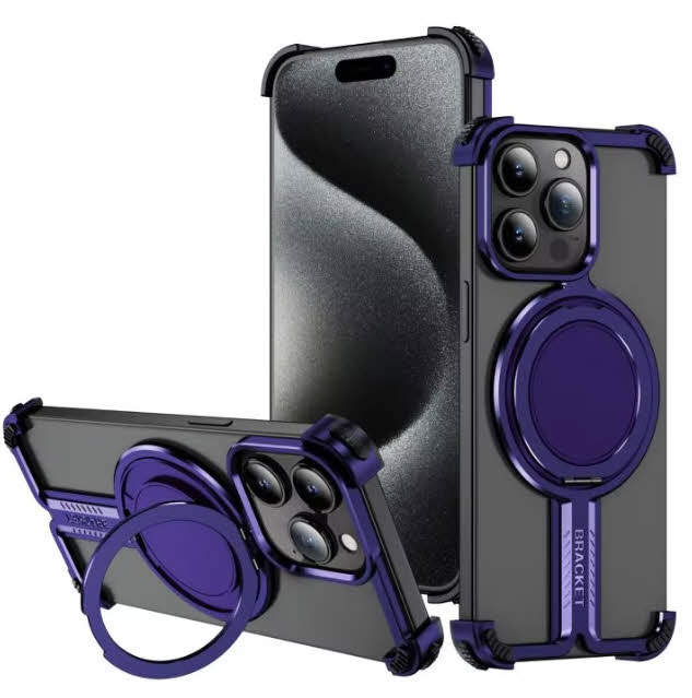 Luxury Aluminum Frameless Bumper Z Phone Case with Magnetic Stand & Waterproof Shockproof Design for 17/16/15 Pro Max/Air