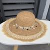 ins shell strap burr big edge straw hat women's UV protection sun hat summer breathable beach hat