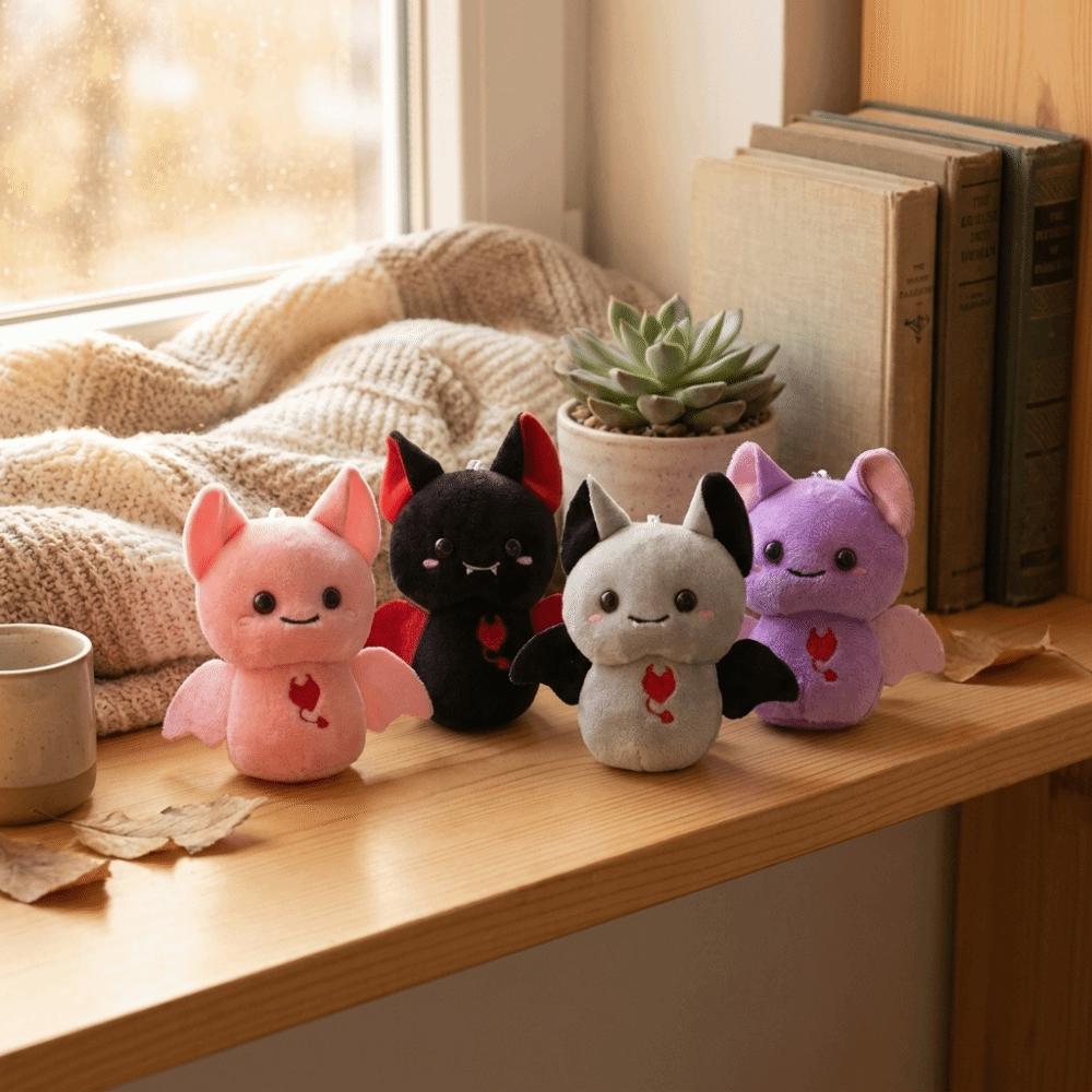 Durable Soft Halloween Bag Pendant PP Cotton Stuffed Toy Funny Bat Plush Keychain  Commute