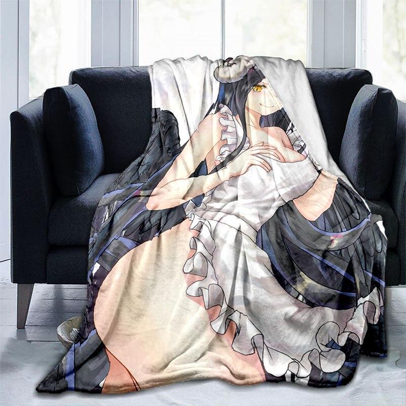 Сексуальное аниме-одеяло для девочек Albedo Pin Up для девочек, красивое фланелевое теплое одеяло для взрослых, покрывало с 3D принтом, мужской диван-пещера, декор для кемпинга