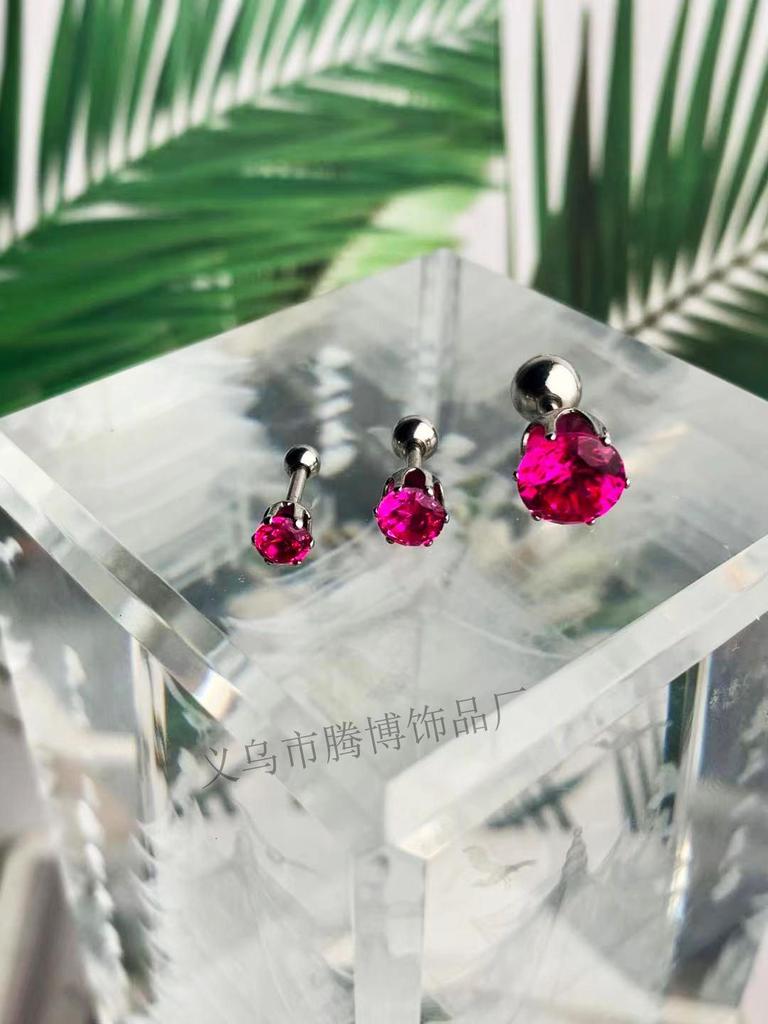 Minimalist Unisex Six-Prong Round Threaded Cubic Zirconia Cartilage Stud Earrings