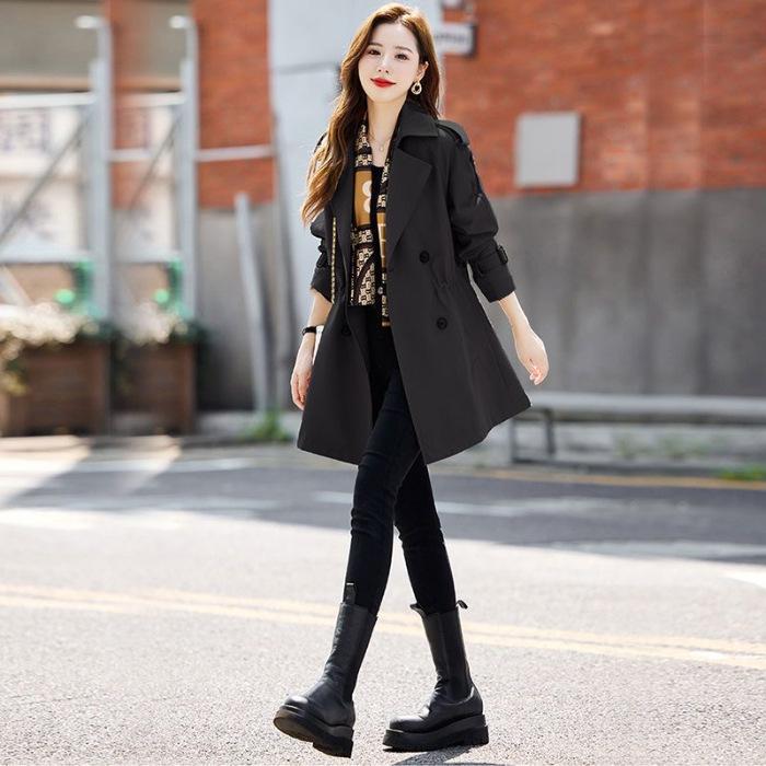 Women's Plus Size Office Jacket Medium Long Trench Coat Business Slim Jacket Windproof Casual Jacket