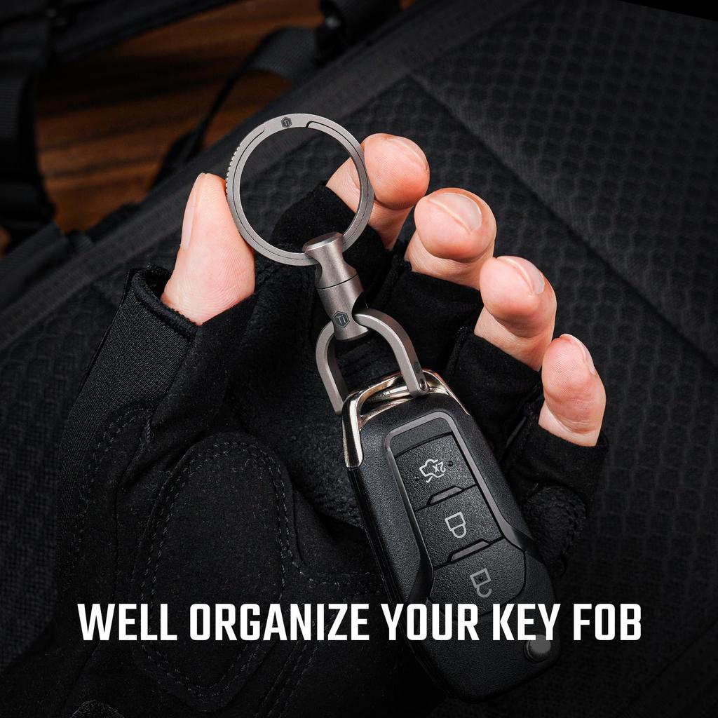 KeyUnity Титановое кольцо для ключей KA15, соединитель, вращение на 360 градусов, титановый держатель для ключей от машины, мужской