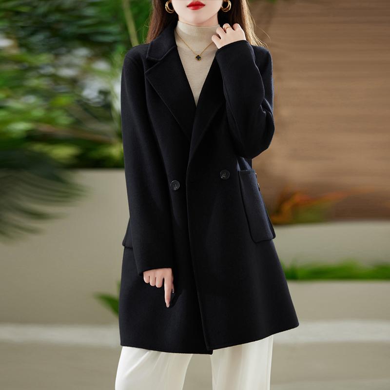 Женское пальто из 100% шерсти TIDENOVEL Осеннее шерстяное длинное пальто Ручной работы Пальто-бушлат Зимняя теплая шерстяная длинная куртка Пальто