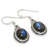 Natural Labradorite Gemstone 925 Solid Sterling Silver Gift Earring 1.25" F3P62