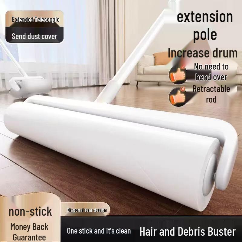 Большой бытовой выдвижной ролик для удаления ворса с длинной ручкой и крышкой
