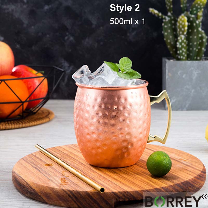 BORREY Нержавеющая сталь Кофейная кружка Чайная чашка Московский мул Медные кружки Кованые медные кружки для пива Коктейльная кружка Бармен Инструменты