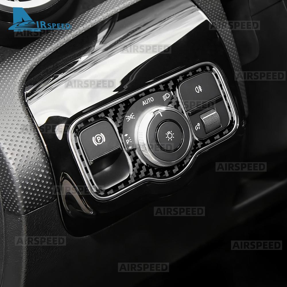 Наклейка из настоящего мягкого углеродного волокна для Mercedes Benz A CLA GLA GLE GLS W177 C118 H247 W167 X167 2020-2025 Рамка переключателя фар