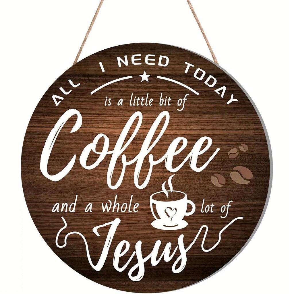 1pc 2d Flat Wood Coffee Signs Decor for Coffee Bar Wood Farmhouse Wall Sign - 20cm Decor for Kitchen Home Office Cafe Coffee Station Housewarming Gift