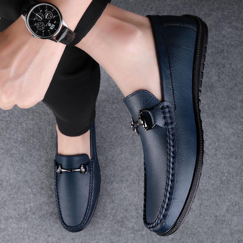 Fashion High Quality Men Casual Leather Loafers Flat Designer Casual Business Office Formal Shoes New Soft Bottom Antiskid Walking Shoes