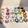 3pcs/set Creative Transparent Irregular Resin Ring Colorful Halo Dyeing Acrylic Ring Ladies Jewelry Accessories Gift