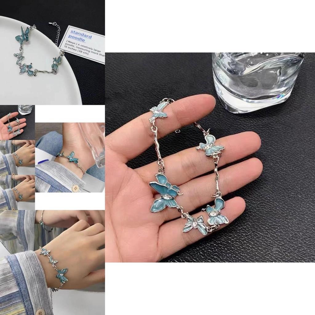 Stylish Alloy Plated Blue Butterfly Womens Bracelet Chic Summer Accessory