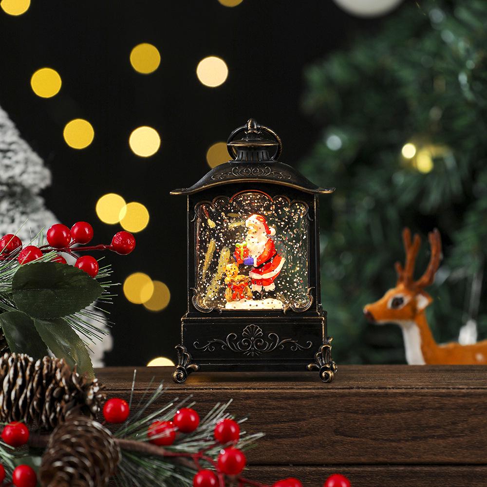 Ретро Рождественский фонарь: Светящаяся бутылка-лампа Санта-Клауса с музыкальными украшениями