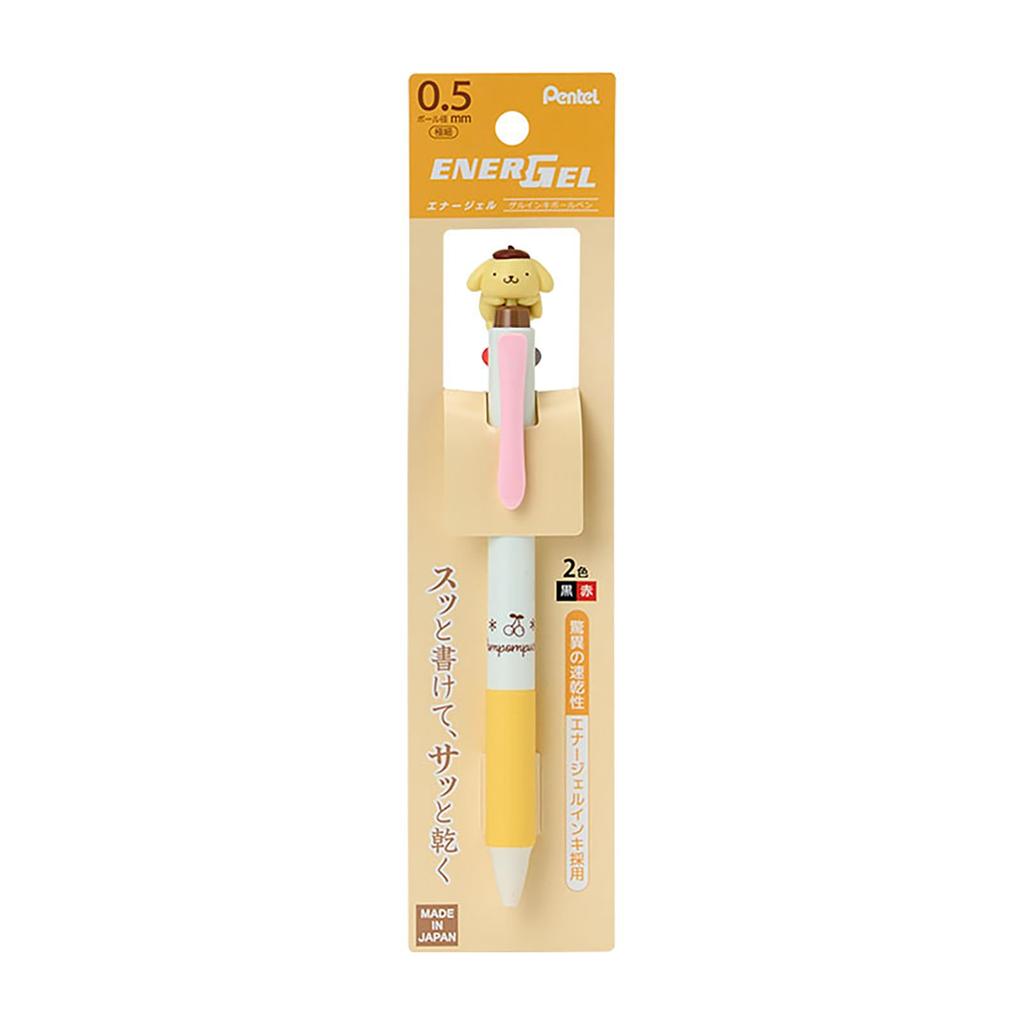 Sanrio Pom Pom Purin Mascot Ballpoint ABS Ink Black and Writing 114359 Two-Color Pen, Resin, 0.5mm, Colors Red, Instrument,