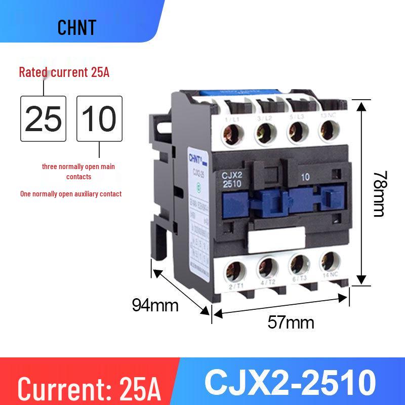 AC Контактор Zhengtai Kunlun CJX2-1210, 220В/380В, 3-фазный, НЗ/НО