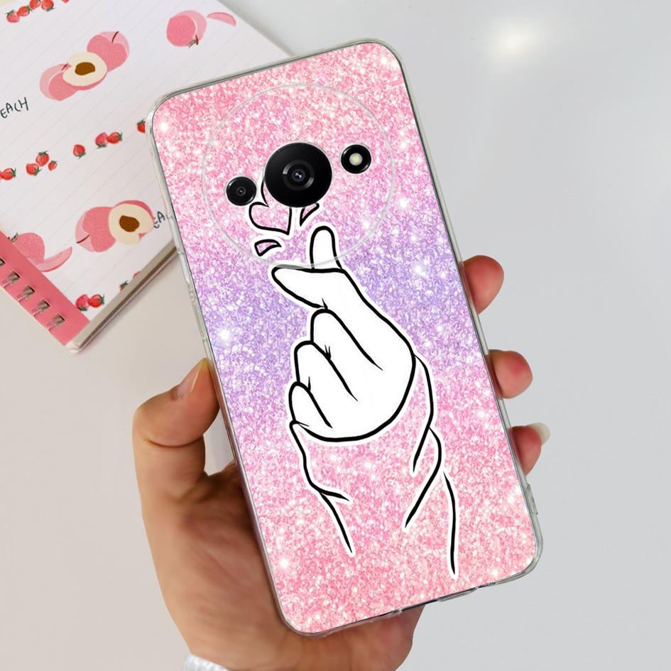 For Funda Xiaomi Redmi A3 Case 2024 Fashion Flower Transparent Silicone Soft TPU Phone Case For Xiomi Redmi A3 RedmiA3 4G Covers