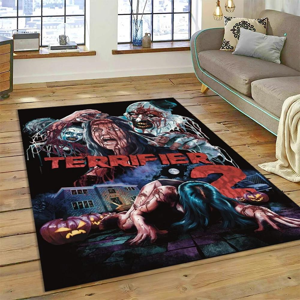 2025 New Style Terrifier 3 Horror Clown Movie Carpet Rug for Bedroom Living Room Home Sofa Decoration,kids Play Decor Floor Mat