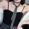 Shiny Multi-row Zircon Long Tassel Clavicle Chain Female Personality Neck Strap Black Retro Necklace