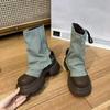 Универсальные ботинки на толстой подошве в британском стиле для женщин на весну и осень, короткие сапоги в ковбойском стиле, сапоги Niche Knight