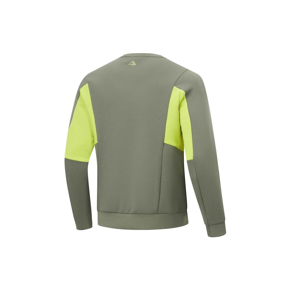 Li-Ning Color Block Fleece Pullover Sweatshirt Men Sweatshirts Mixed-Color Smoke-Green AWDU063-3