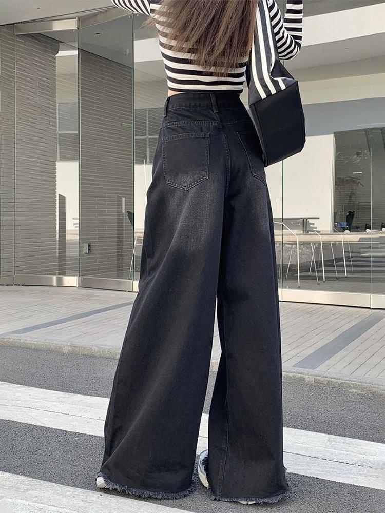 Мешковатые джинсы Hot Girl Femenina Y2k Street Vintage Washed To Make Old Fried Straight Wide-Bar Denim Брюки для женщин