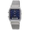 Casio AQ-230EM-2A Analog-Digital Quartz Watch - Navy Mesh Metal Band - Unisex - Dual Time