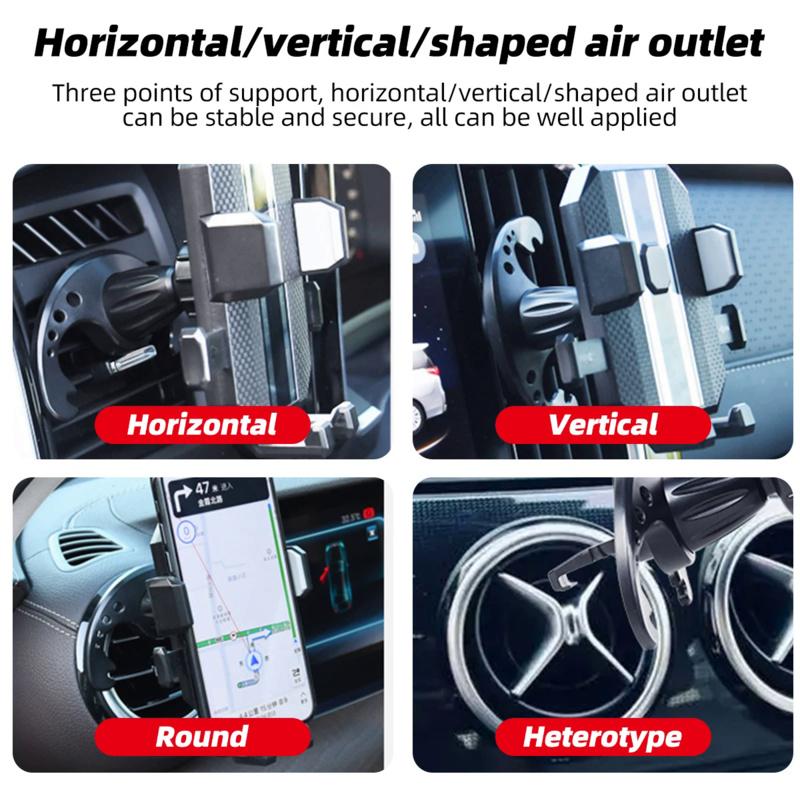 Universal Air Outlet Compatibility Holder for Smartphones - Black White Air Vent Mount Car Phone Holder