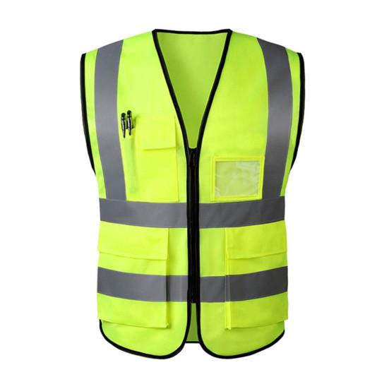 Рабочий жилет для мужчин и женщин, светоотражающий жилет с V-образным вырезом, без рукавов, на молнии, дышащий, ночной