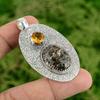 Daughters Day Deal Sterling Silver Oval Natural Turritella Agate Citrine Pendant