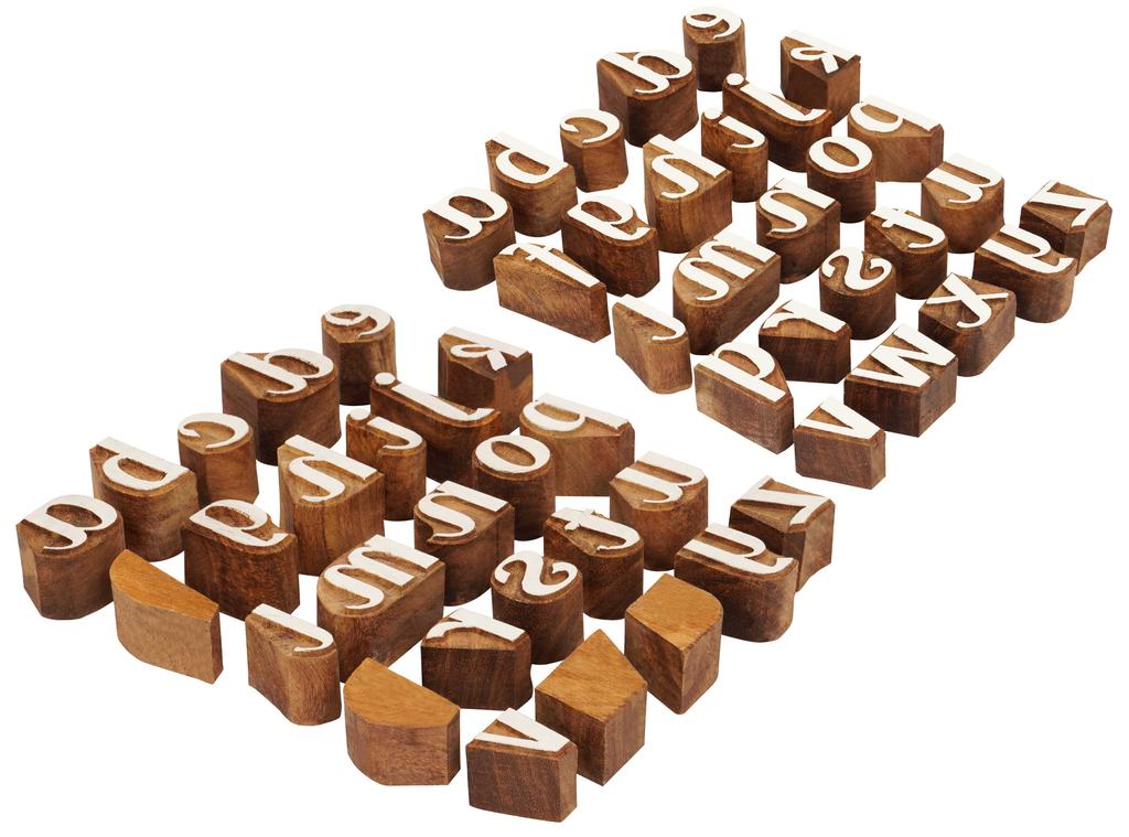 IBA Indianbeautifulart Текстильный Печатный Блок Строчные буквы a-z Алфавит Резьба по Дереву Деревянный Штамп