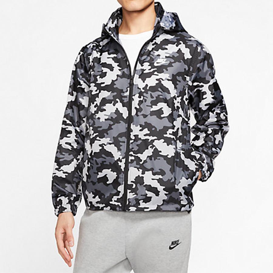 Nike Свободная куртка с длинным рукавом и камуфляжным узором, мужская верхняя одежда, черная BV2980-010