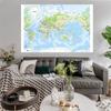 Without Frame English-World Map-Geographic Map with Cities Backdrop,Travel Supplies,for Classroom,Dorm,Office Decor