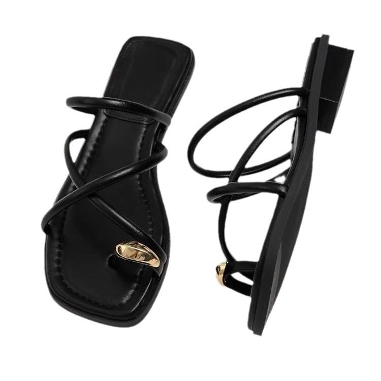 Women Slipper Woman Summer Flat Heel Roman Shoes Low Heels Sandals Footwear Women's Gladiator Open Toe Beach Ladies