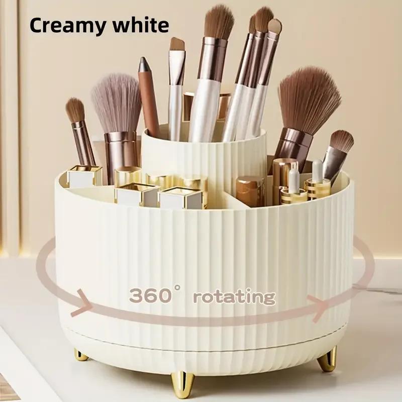 360 ° rotating 5 slot makeup brushes holder organizer multi-functional desk storage cosmetics storage for vanity desktop bathroo