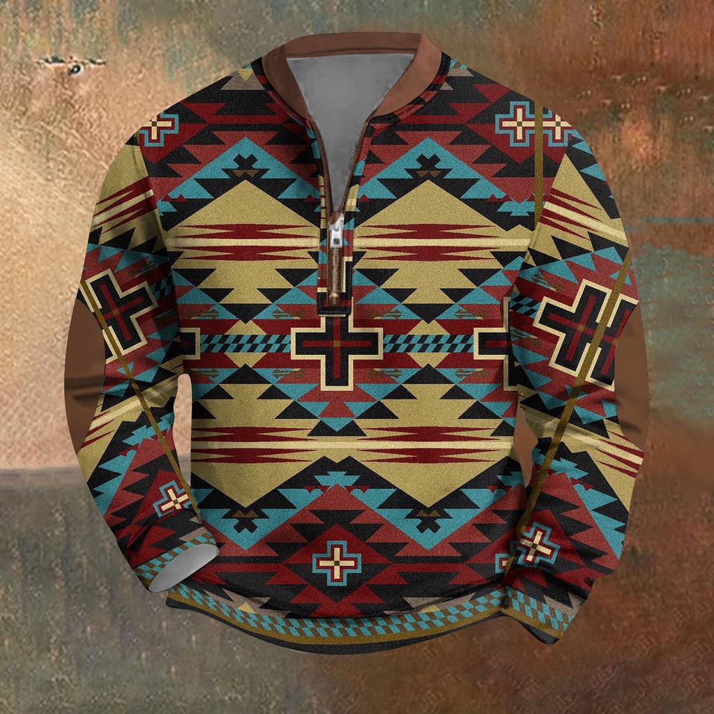 Мужская повседневная толстовка в стиле ретро с градиентным принтом