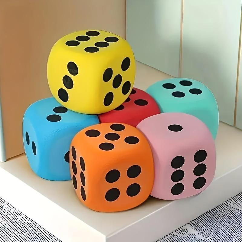 Набор игральных костей Color Giant Foam Dice - 6 предметов, многофункциональные аксессуары для вечеринок и головоломок