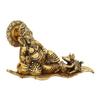 Золотой отдыхающий Ганеша с Мушаком Металлическая декоративная статуэтка, Религиозная
