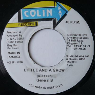 7-дюймовая пластинка GENERAL B - Little And A Grow NONE Colin Fat Recor 1996 Ямайка Регги, Ска и Даб Б/у