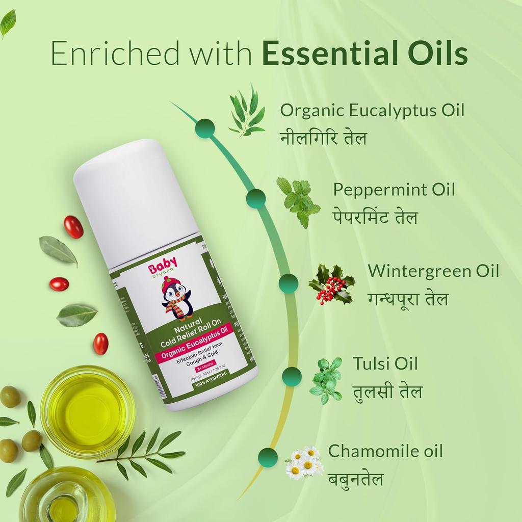 Babyorgano Ayurvedic Sitopaladi Churna For Cough & Cold, Sore Throat & Digestive Wellness|Natural Cold Relief Roll-On & Kids