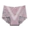 Women Panties Mid Waist Lace Hollow Out Good Breathability Butt-lifted Underpants Solid Color Moisture-wicking Briefs for Sport Work