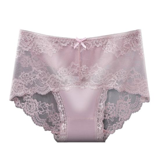 Women Panties Mid Waist Lace Hollow Out Good Breathability Butt-lifted Underpants Solid Color Moisture-wicking Briefs for Sport Work