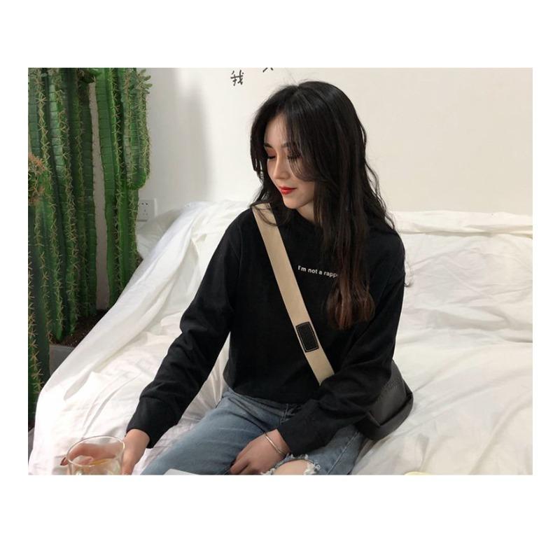 Новая осенняя женская одежда корейская футболка с длинными рукавами женская верхняя корейская свободная тонкая толстовка с буквами женская
