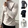 Men Long Sleeve T-Shirt Winter Autumn Solid Color Sweatshirt Half High Zip Neck Pullover